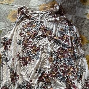 Floral Sleeveless Women's Top - Cream and Burgundy